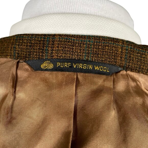 Vintage 60s 70s Kingsridge Sport Coat 44L 46L Brown Plaid Academia Ivy League - Picture 8 of 15
